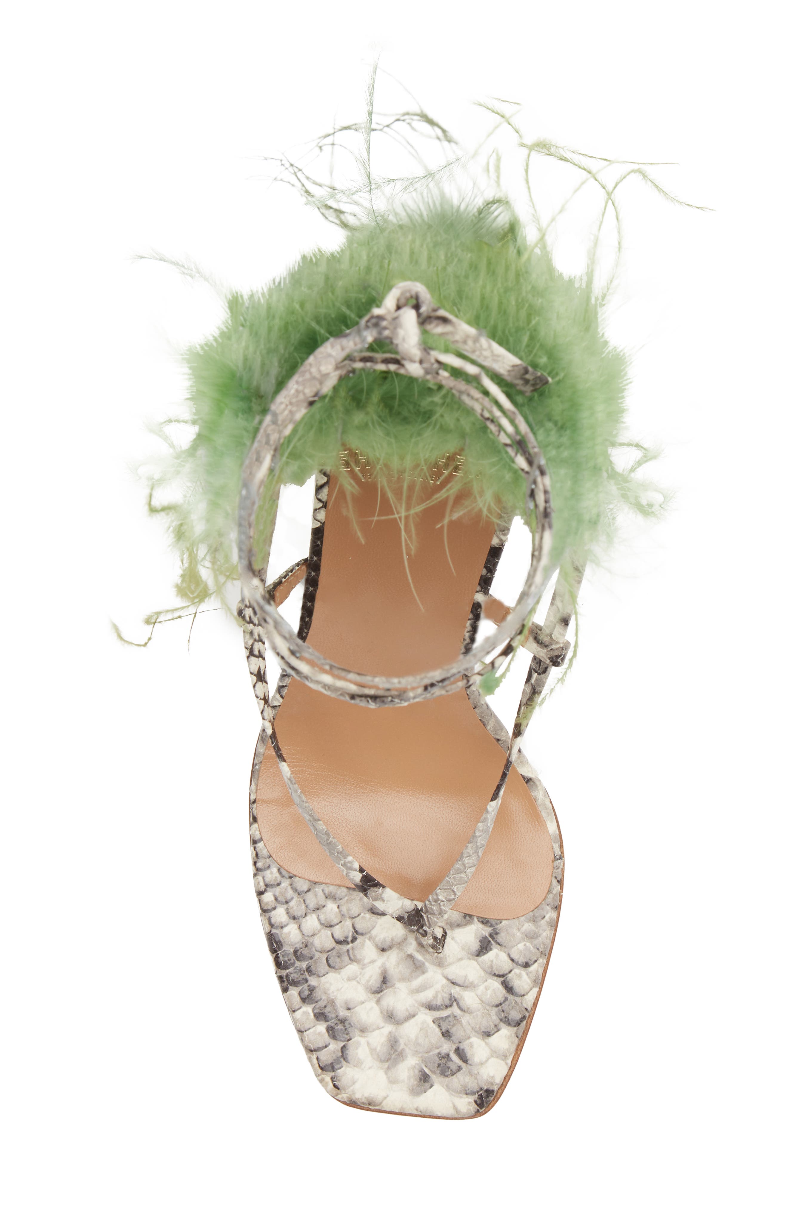 Feather Ankle Tie Sandal, Alternate, color, SNAKE/CACTUS