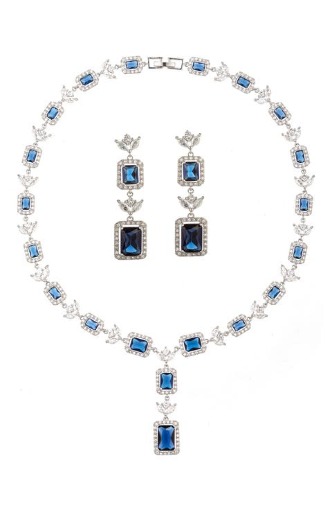Alice Cubic Zirconia Necklace & Drop Earrings Set
