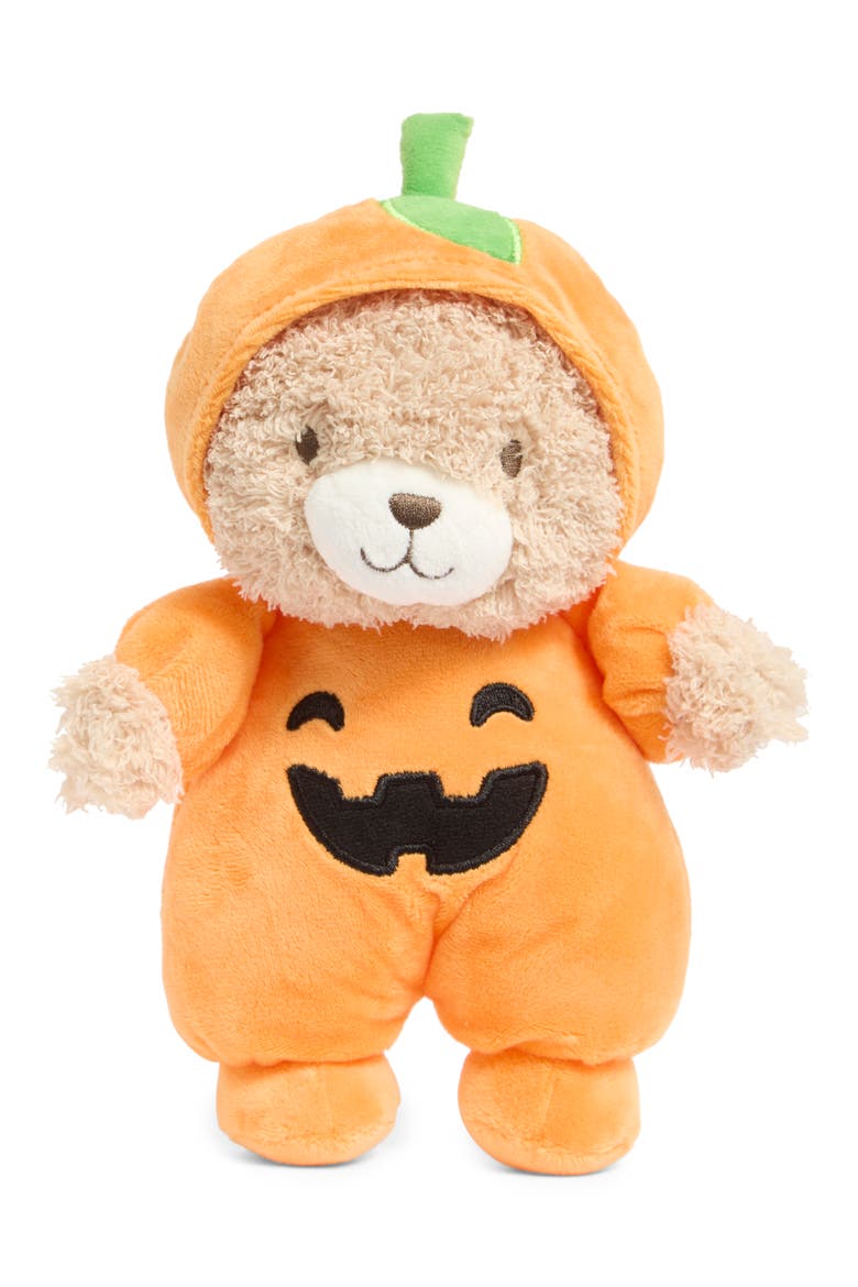 9-Inch Pumpkin Plush Bear Rattle, Main, color, ORANGE