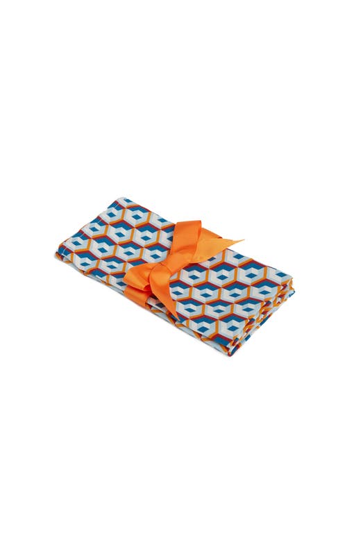 La Doublej Large Napkins Set Of 2 (45x45) Cubo Giallo/fuxsia Blue In Cubo Giallo/fuxsia Blue