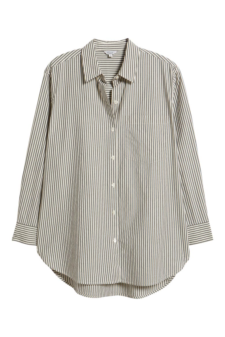 Elsa Stripe Button-Up Shirt, Alternate, color, NOIR STRIPE