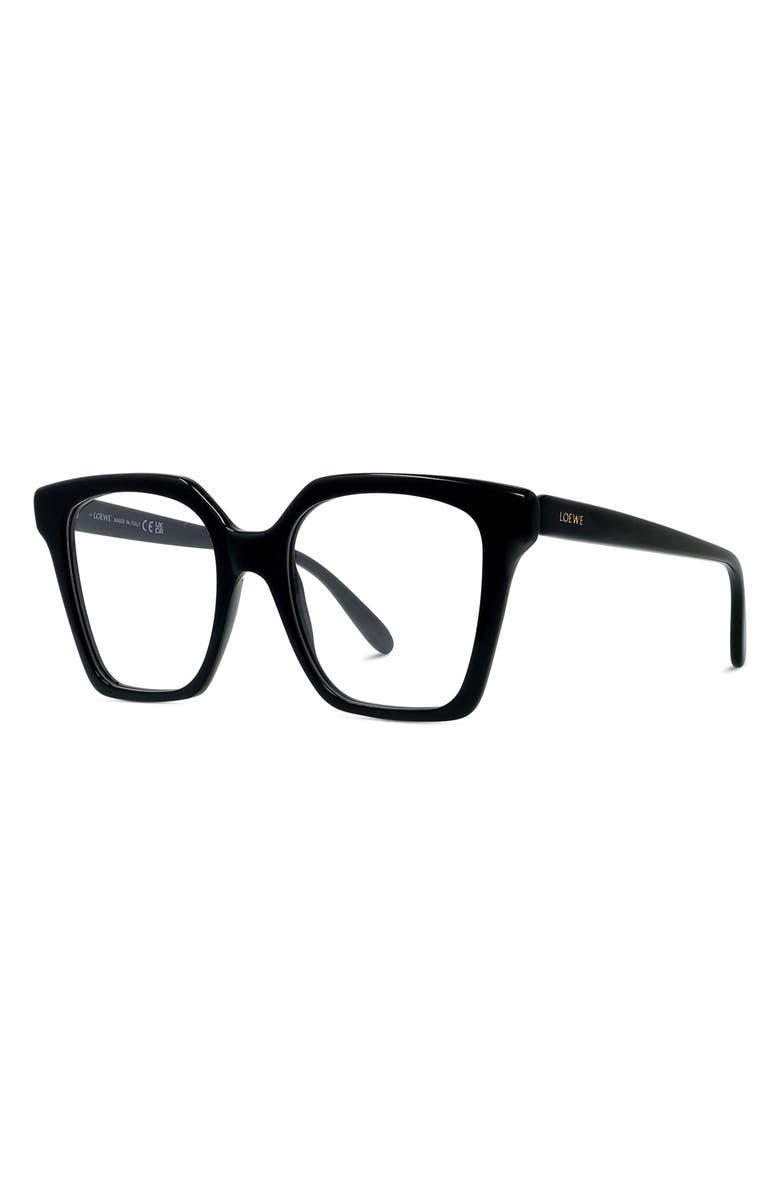 Loewe Slim 52mm Geometric Optical Glasses, Alternate, color, Shiny Black