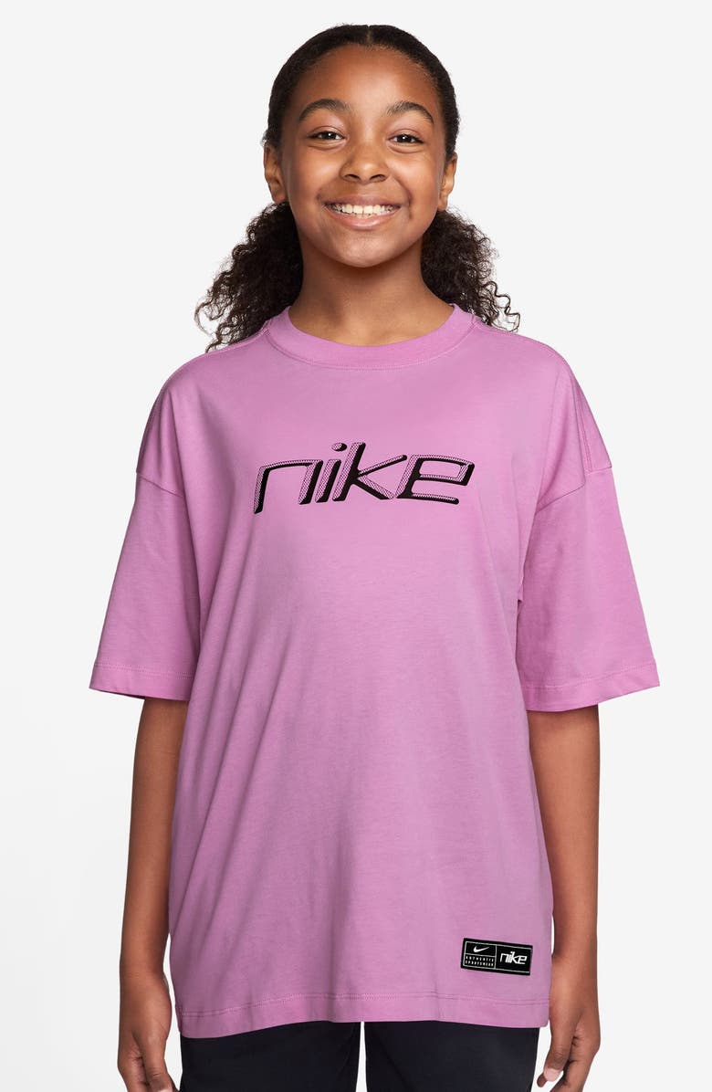 Nike Kids' Oversize Cotton Graphic T-Shirt, Main, color, Light Magenta
