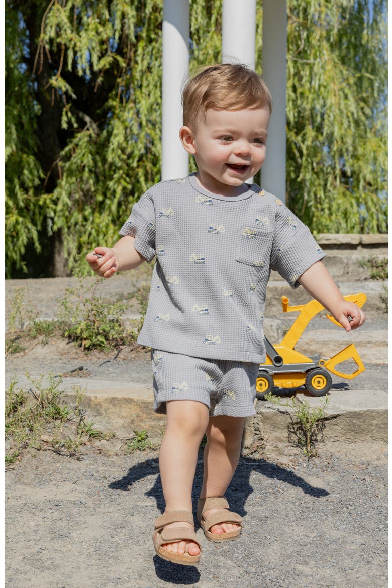 Digger Print T-Shirt & Shorts Set, Alternate, color, MEDIUM GREY