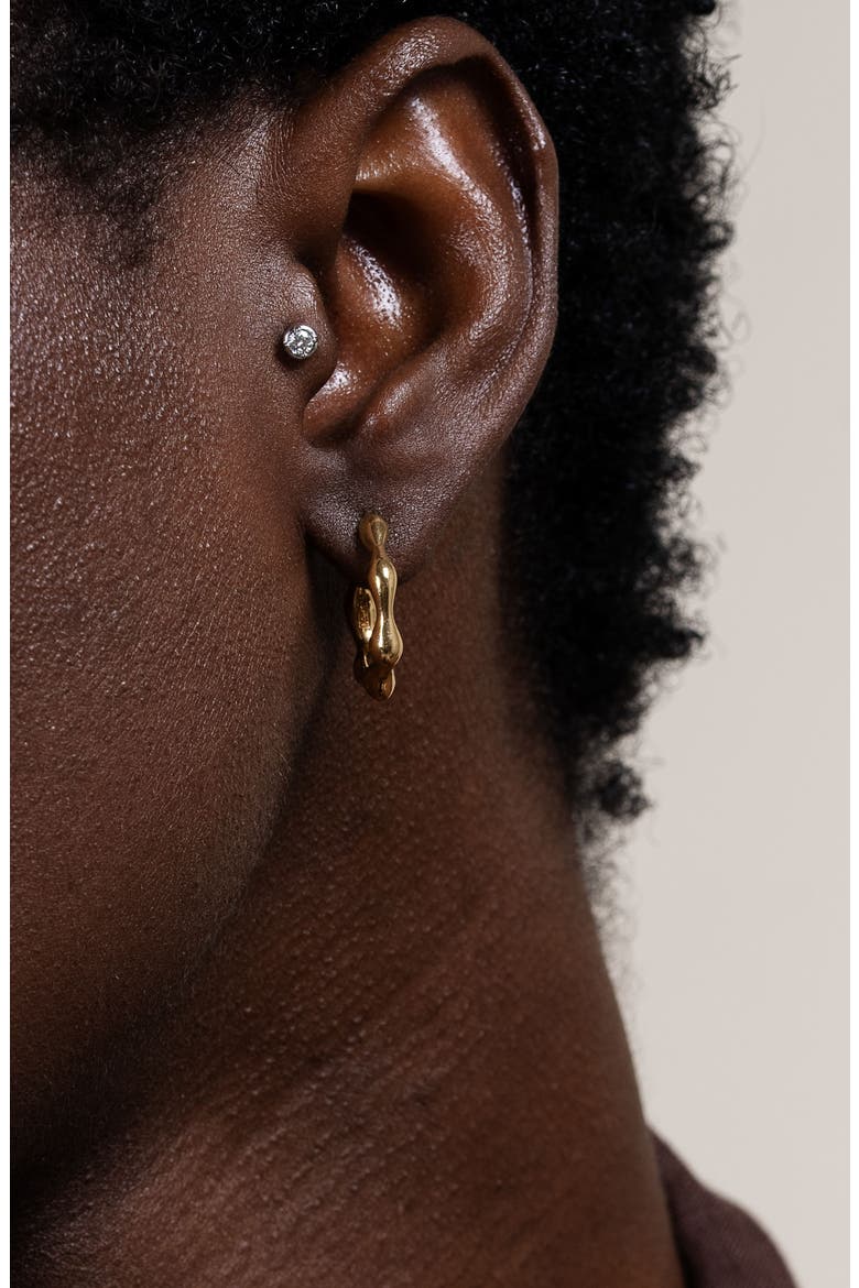 Waterfall Hinged Huggie Hoops, Alternate, color, Yellow Gold Vermeil