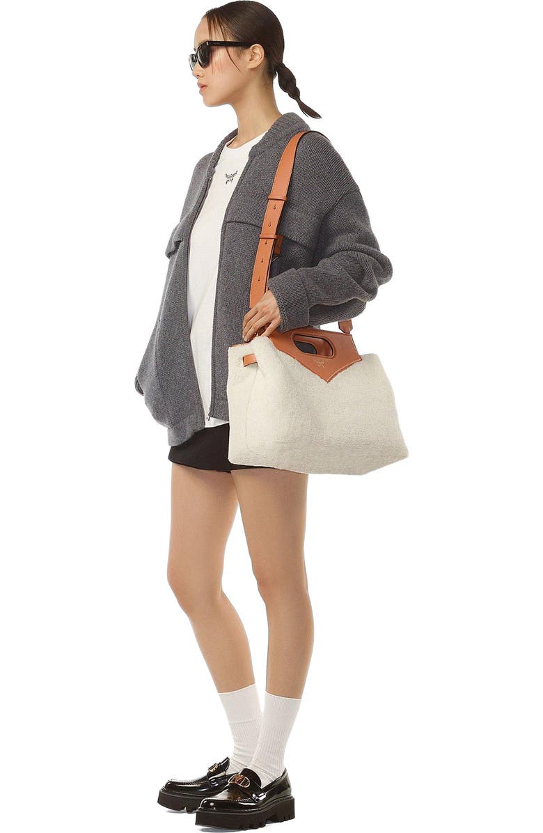 MCM Soft Diamond Shoulder Bag in Shearling and Leather, Alternate, color,