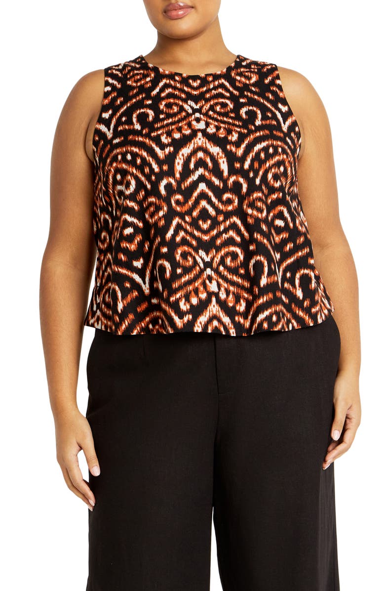 City Chic Amara Print Sleeveless Shell, Main, color, 