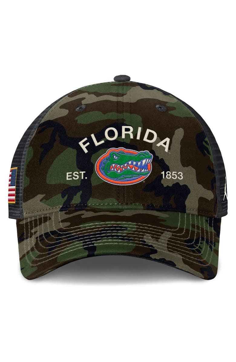 Jordan Brand Men's Jordan Brand Camo Florida Gators 2025 Military Appreciation Rise Trucker Adjustable Hat, Alternate, color, Camo