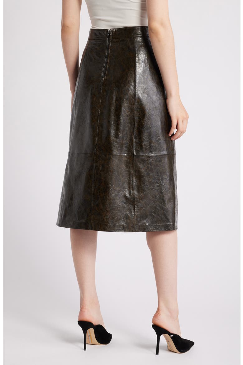 Rustic Faux Leather A-Line Skirt, Alternate, color, DARK BROWN