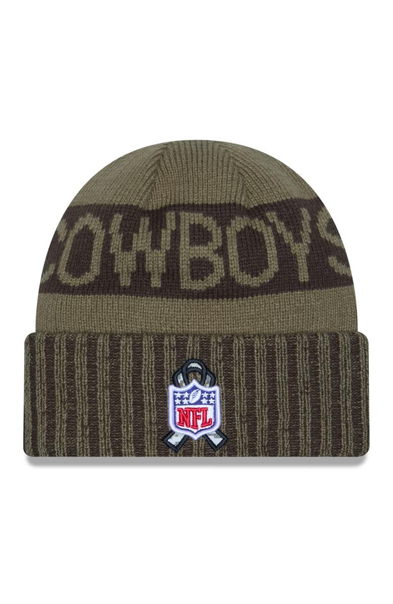 New Era Men's New Era Dark Green Dallas Cowboys 2025 Salute to Service Cuffed Knit Hat, Alternate, color, Dark Green