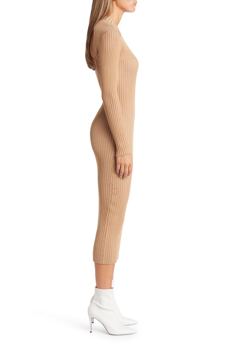 VERO MODA Willow Open Back Long Sleeve Rib Midi Sweater Dress, Alternate, color,