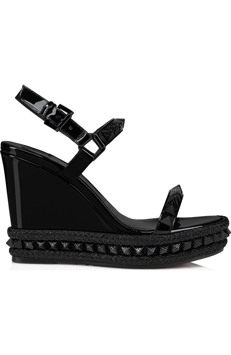 Christian Louboutin Pyraclou Wedge Sandal, Alternate, color, Black/ Lin Black