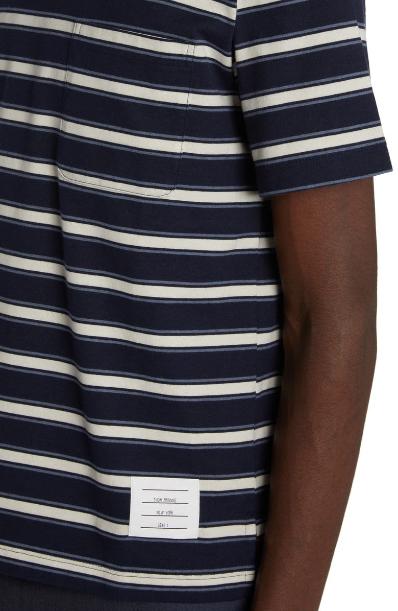Thom Browne Stripe Cotton Jersey Pocket T-Shirt, Alternate, color, 