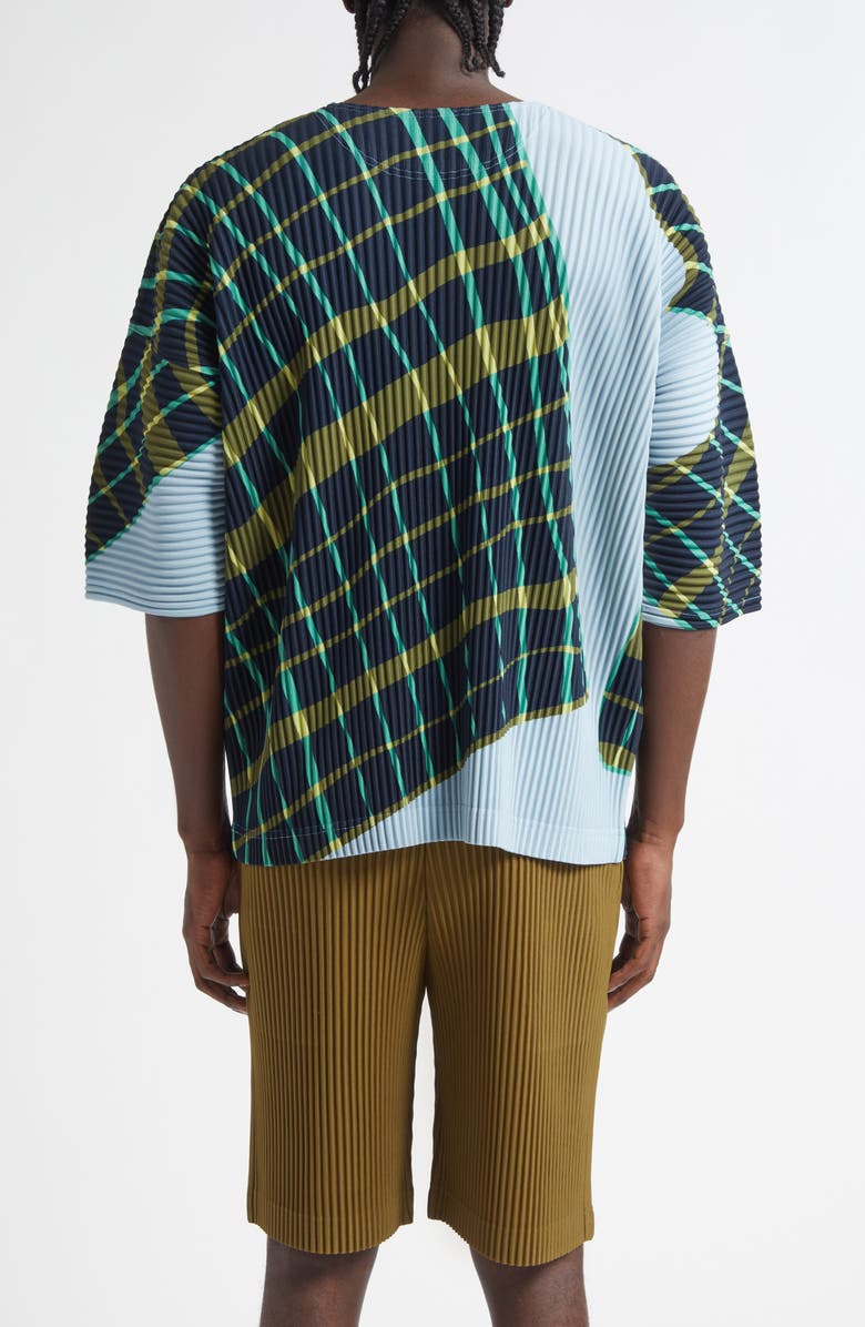 Homme Plissé Issey Miyake Windswept Plaid Pleated Top, Alternate, color, Blue Gray