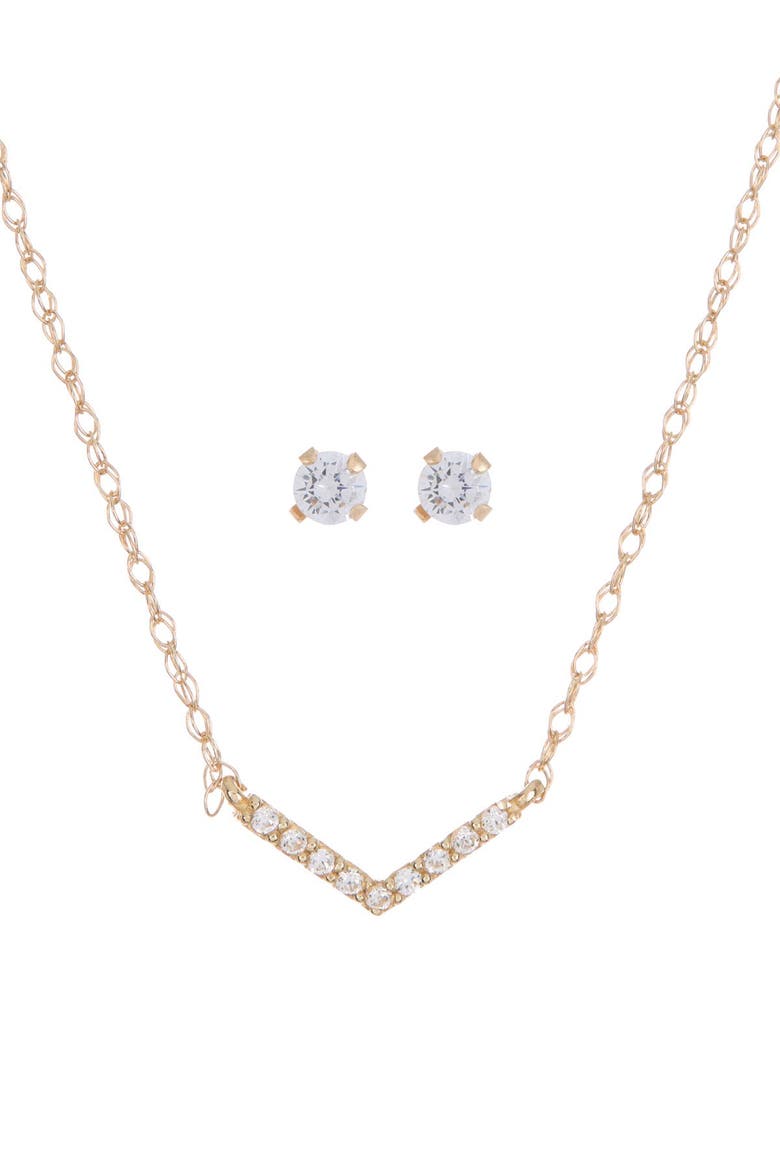 10K Yellow Gold CZ Chevron Necklace, Alternate, color, GOLD