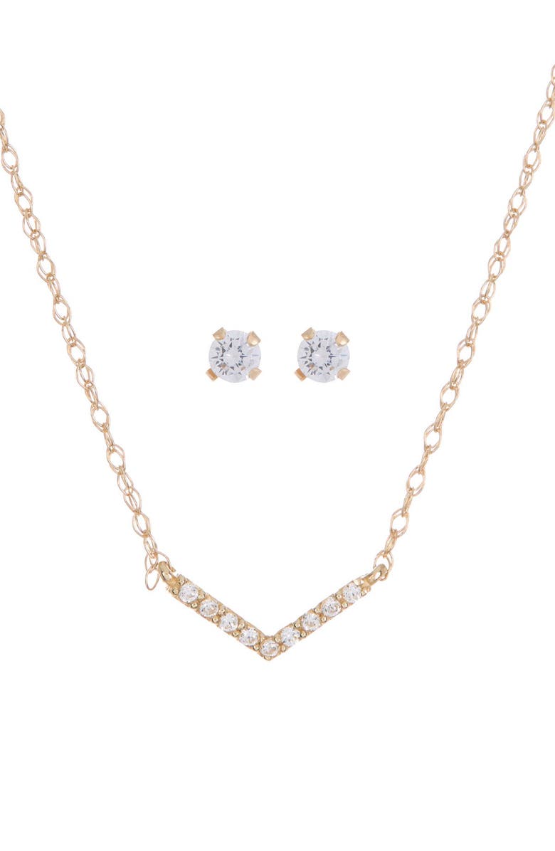 CANDELA JEWELRY 10K Yellow Gold CZ Chevron Necklace, Alternate, color, 