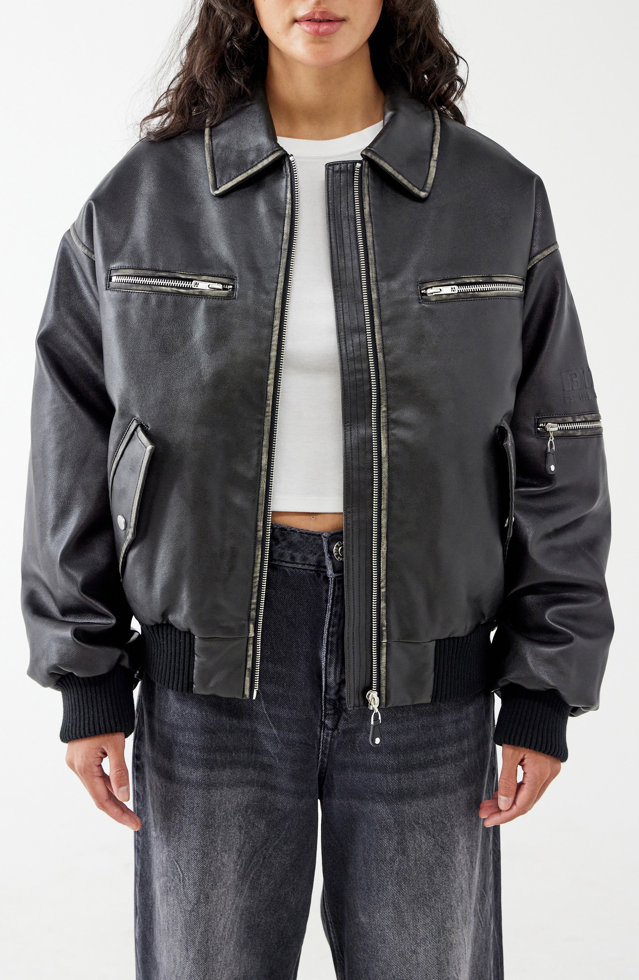 Perrie Oversize Faux Leather Bomber Jacket (Women) | Nordstrom