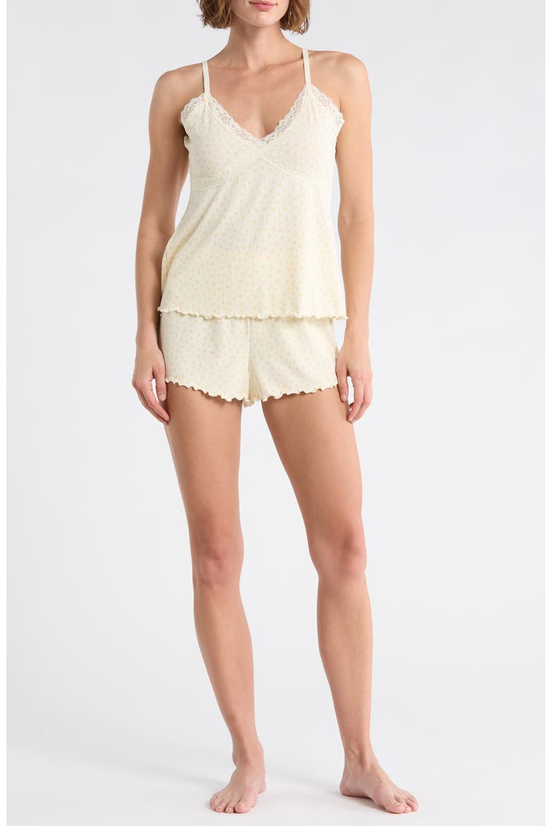 Lace Camisole & Short Pajamas, Main, color, YELLOW ROSES