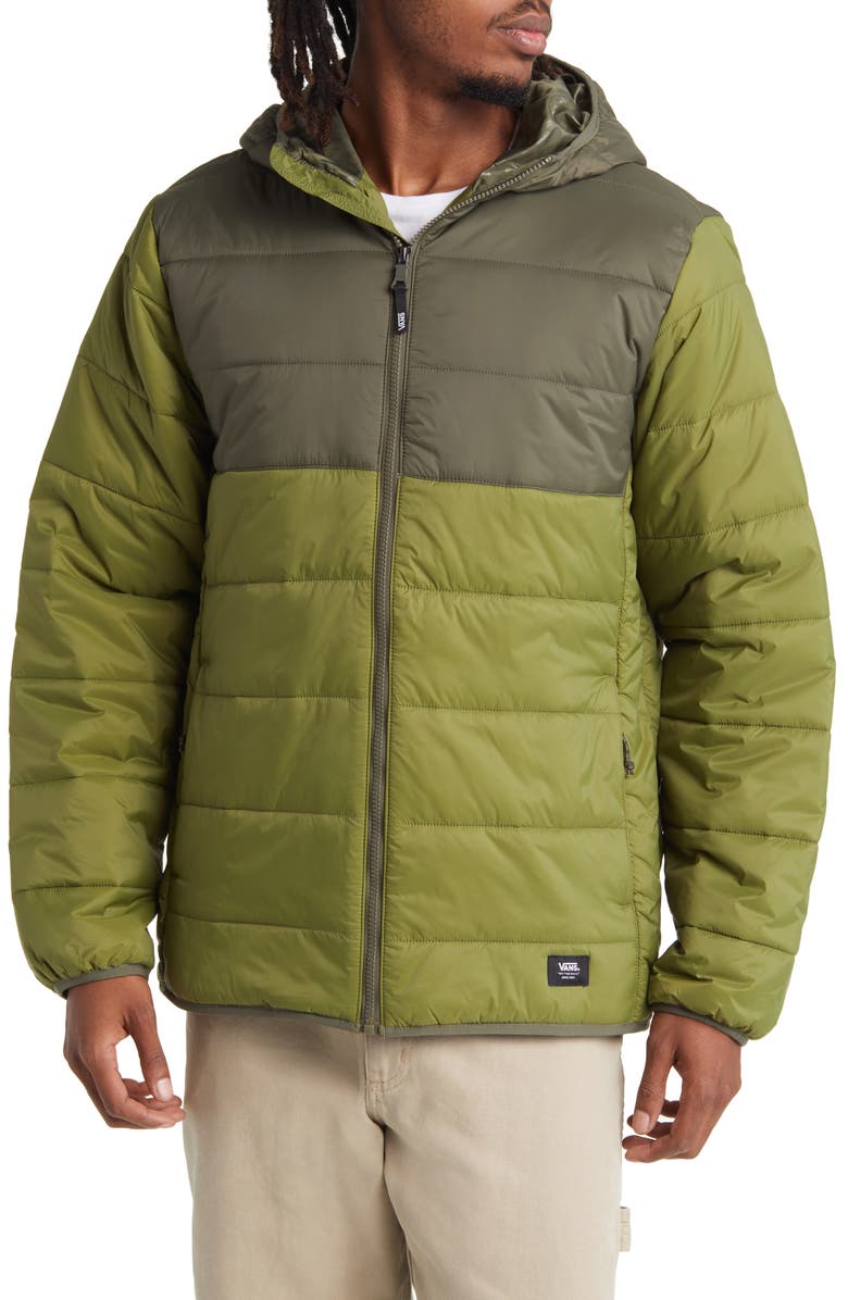 Vans Prospect Colorblock Hooded Puffer Jacket, Alternate, color,