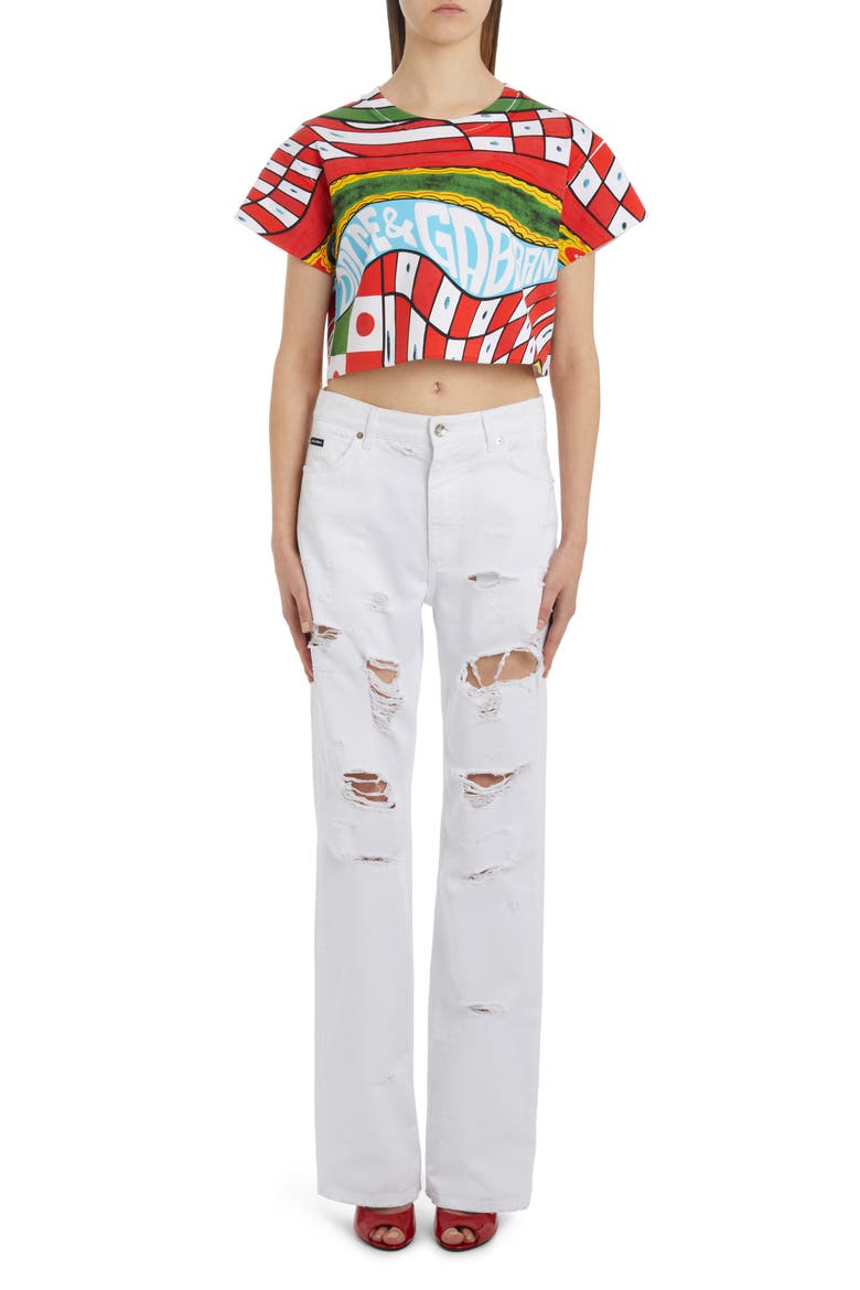 Ripped Wide Leg Nonstretch Jeans, Alternate, color, WHITE RIPS