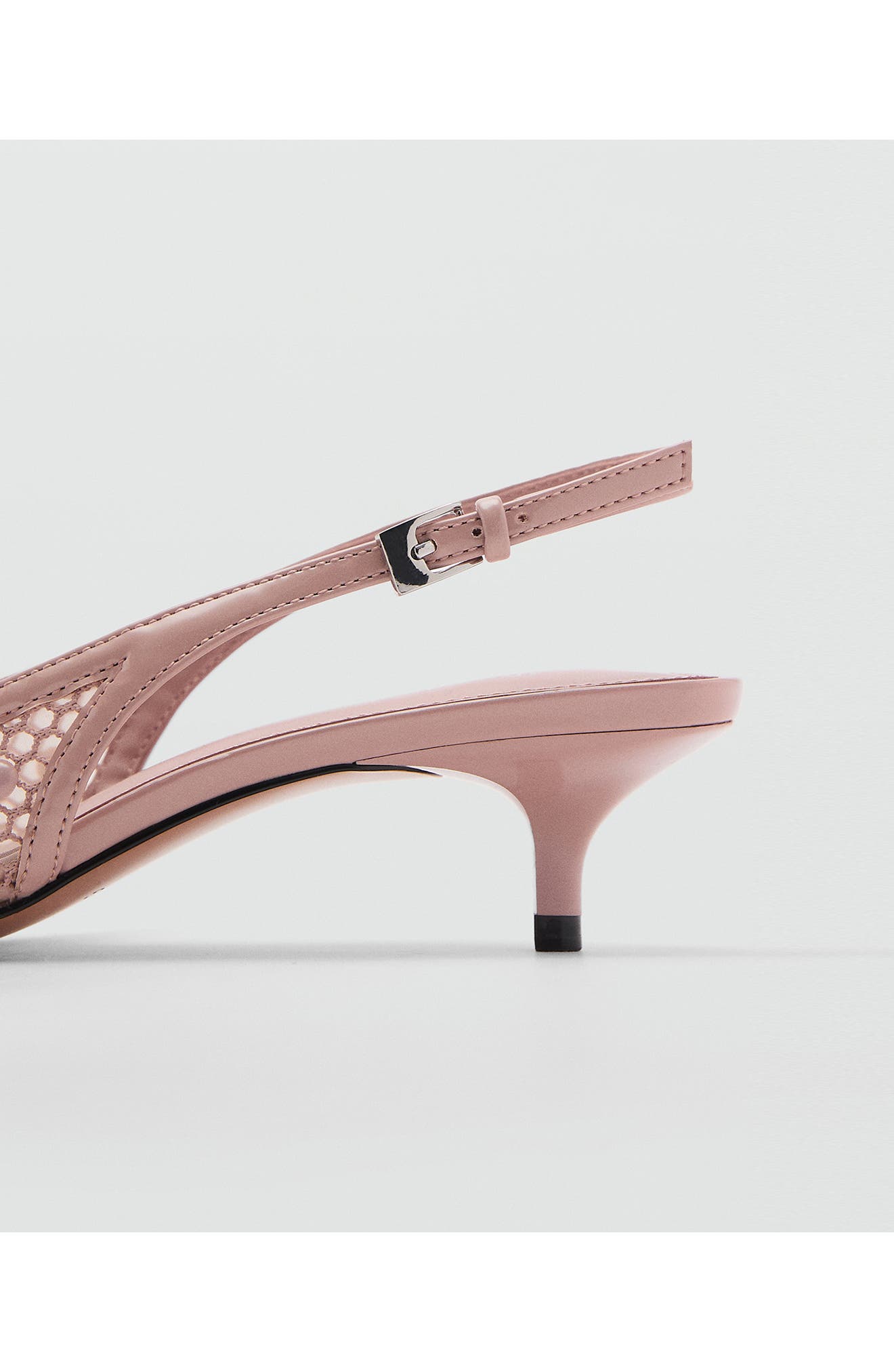 MANGO Slingback Pointed Toe Kitten Heel Pump, Alternate, color, Blush