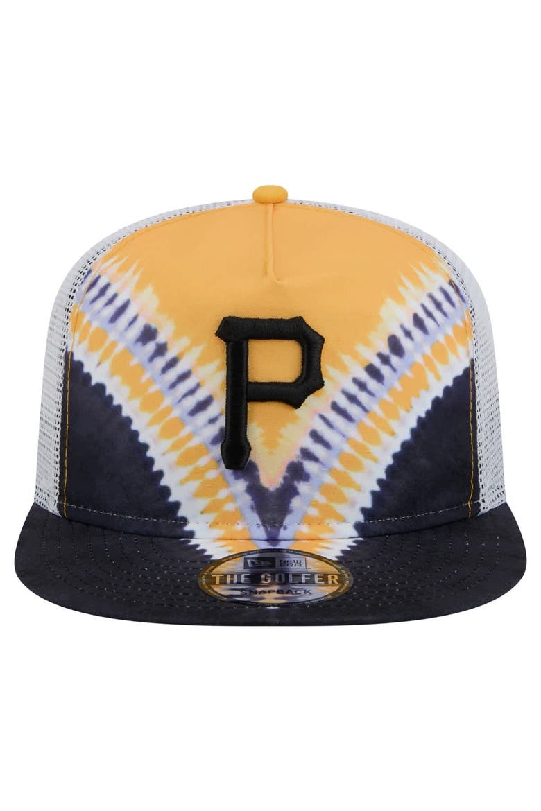 Men's New Era Pittsburgh Pirates Tie-Dye Golfer Trucker Adjustable Hat, Alternate, color, Black