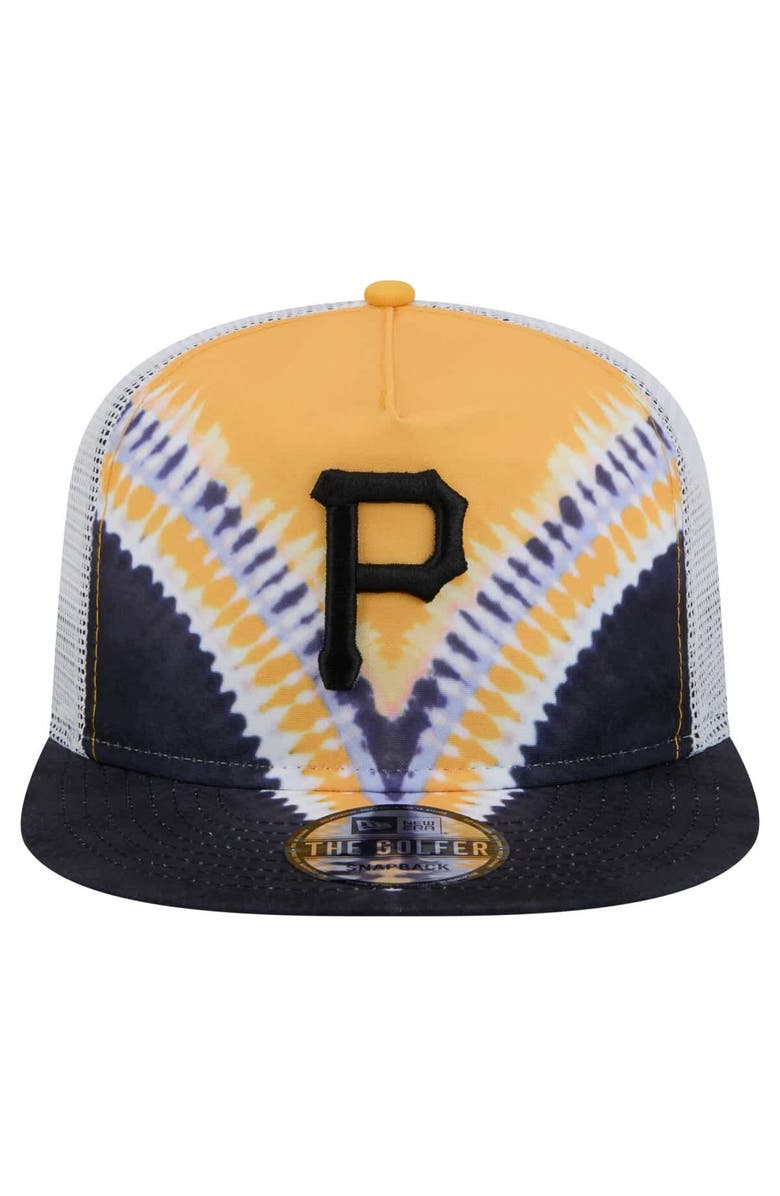 New Era Men's New Era Pittsburgh Pirates Tie-Dye Golfer Trucker Adjustable Hat, Alternate, color, Black