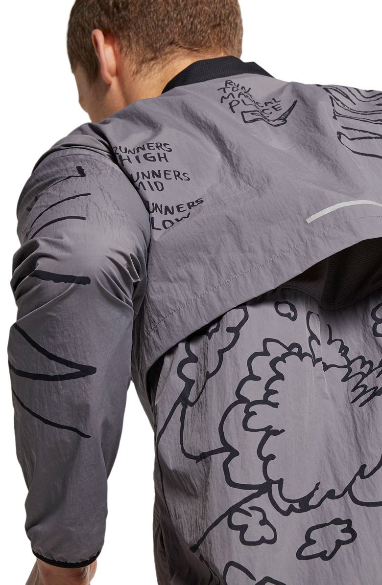 Nike x Nathan Bell Water Repellent Printed Running Jacket, Main, color,