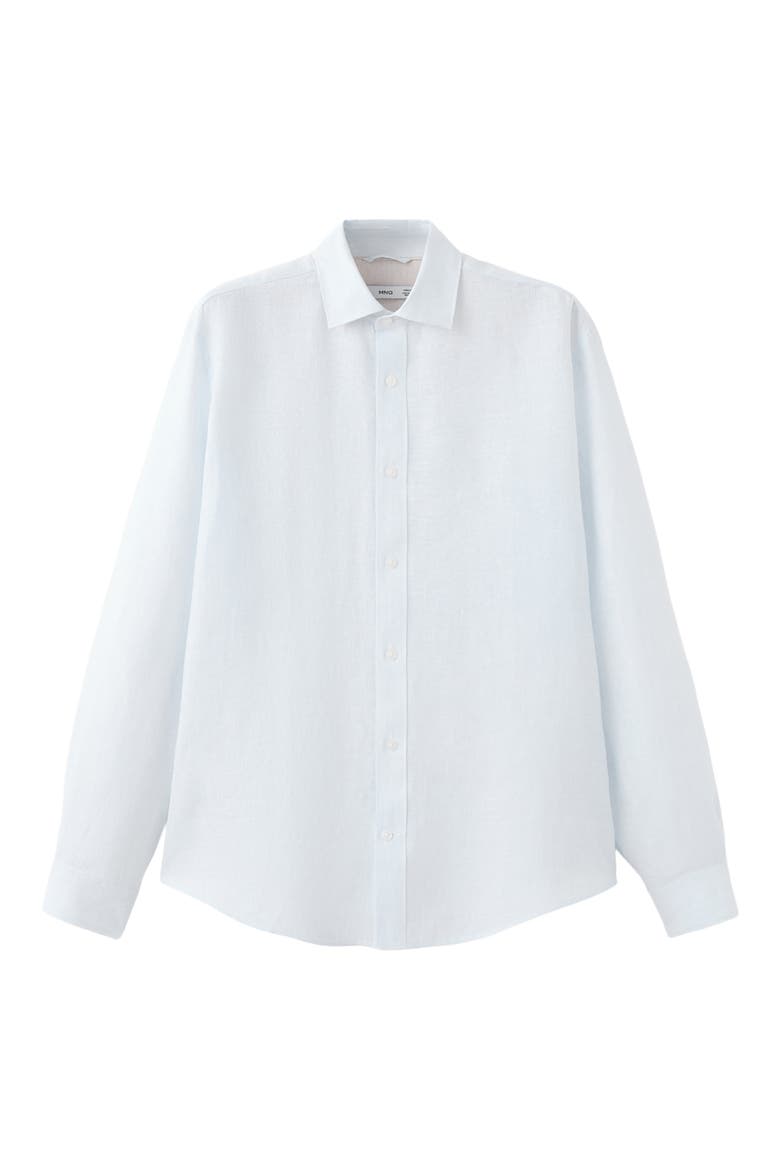 Stripe Slub Linen Button-Up Shirt, Alternate, color, SKY BLUE