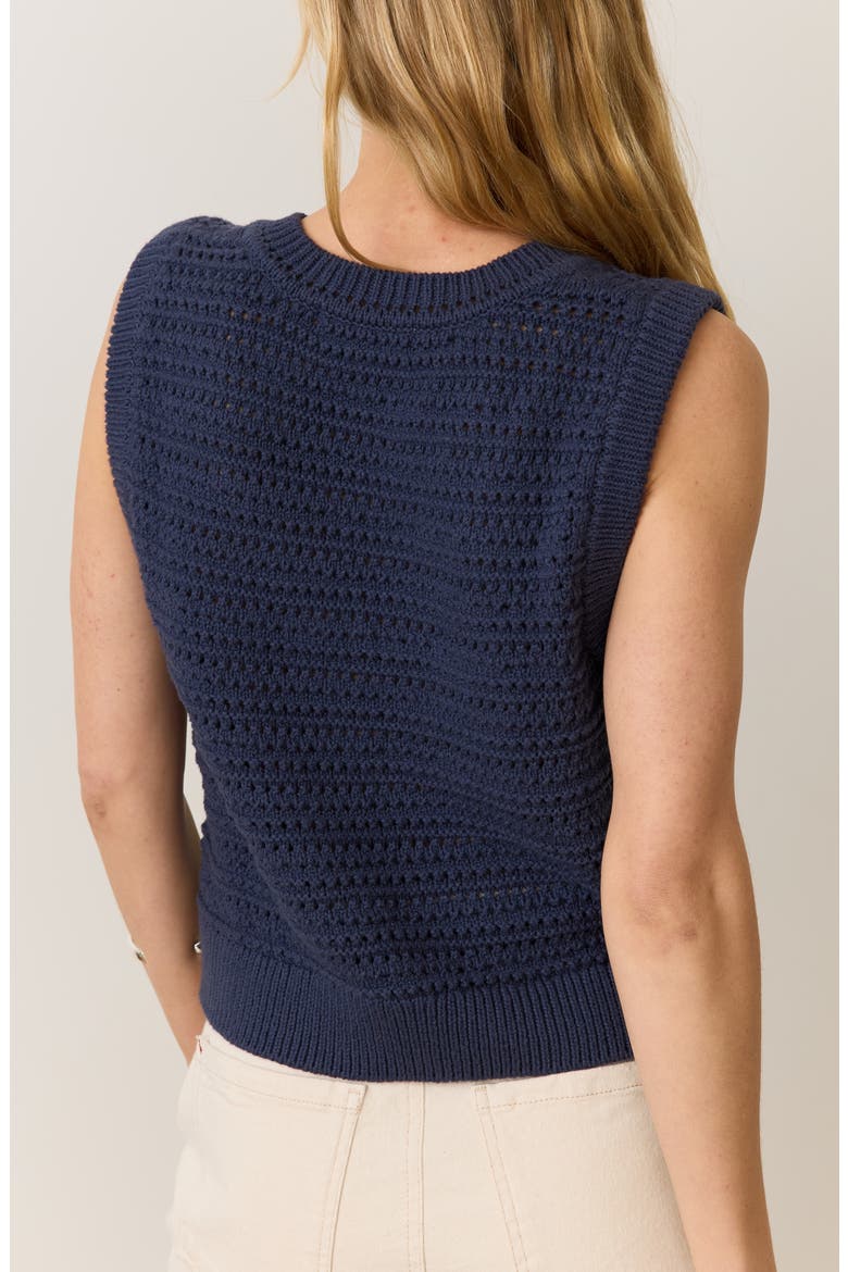 Crochet V-Neck Sweater Vest, Alternate, color, NAVY