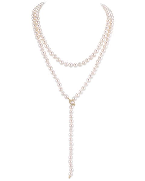 White Freshwater Pearl Adjustable Lariat Y-Shape 51 Inch Rope Length Necklace - Premier AAAA Quality
