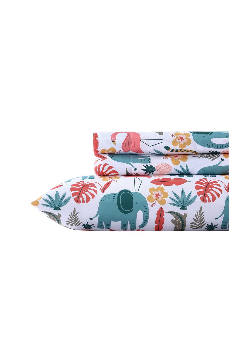 POPPY AND FRITZ Wild Animals Microfiber Sheet Set, Main, color, Pink