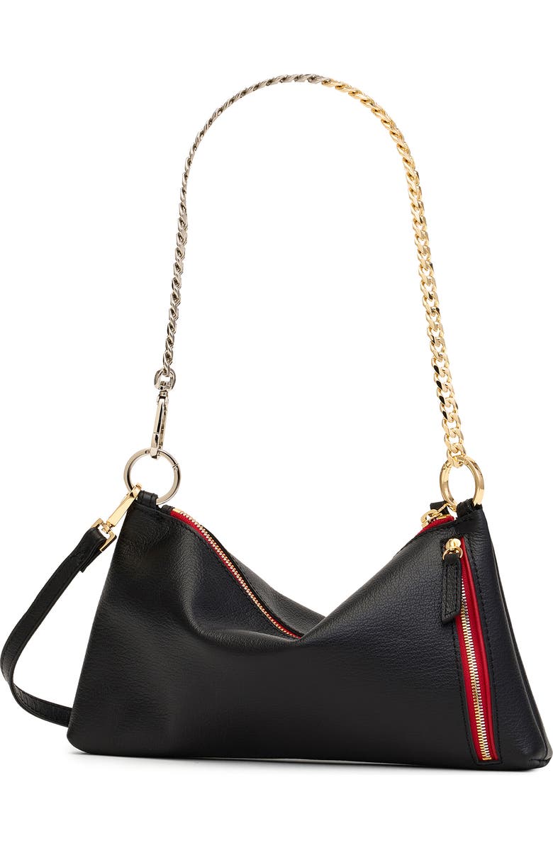 HAMMITT Kyle Revival Leather Shoulder Bag, Alternate, color, Black/Gold-Silver Red-Zip