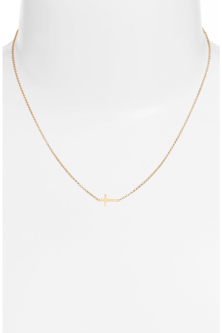 'Reminder - Fe' Sideways Cross Pendant Necklace, Alternate, color, GOLD