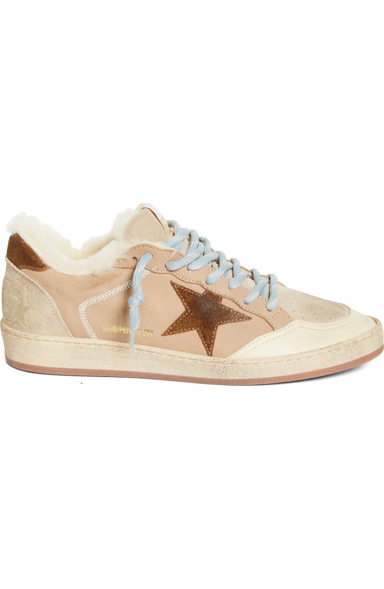 Golden Goose Ball Star Low Top Faux Shearling Lined Sneaker, Alternate, color, Beige/ Burned Brown