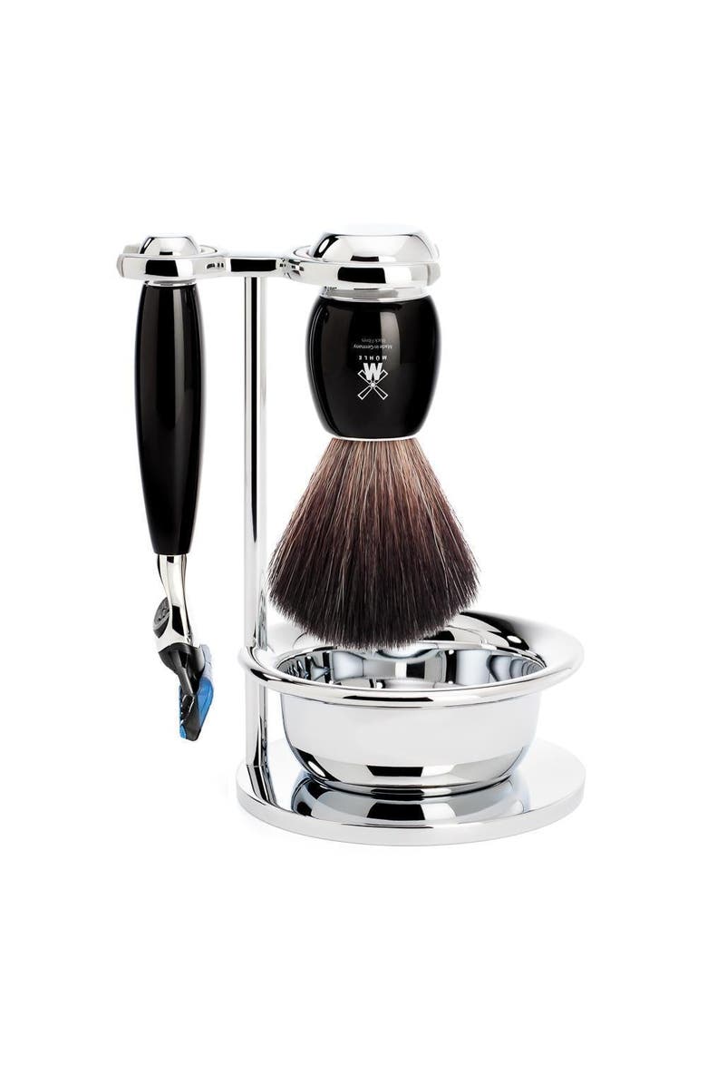 MÜHLE Vivo Black Resin 4-Piece Black Fiber & Fusion Shaving Set, Main, color, Black