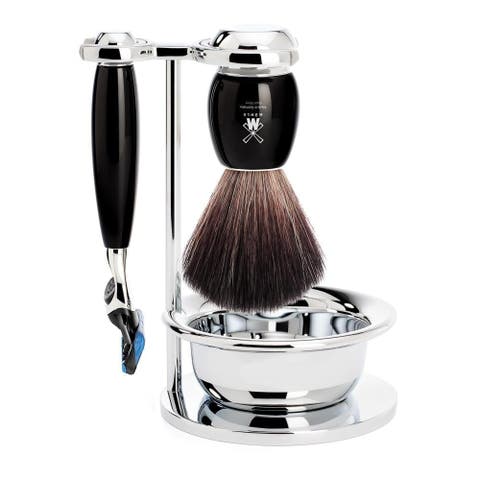 Vivo Black Resin 4-Piece Black Fiber & Fusion Shaving Set