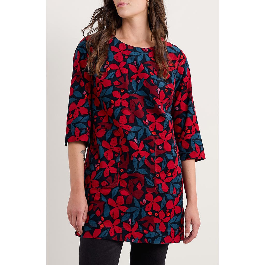 Seasalt Cornwall Port Gaverne Floral Organic Cotton Pincord Tunic In Multi
