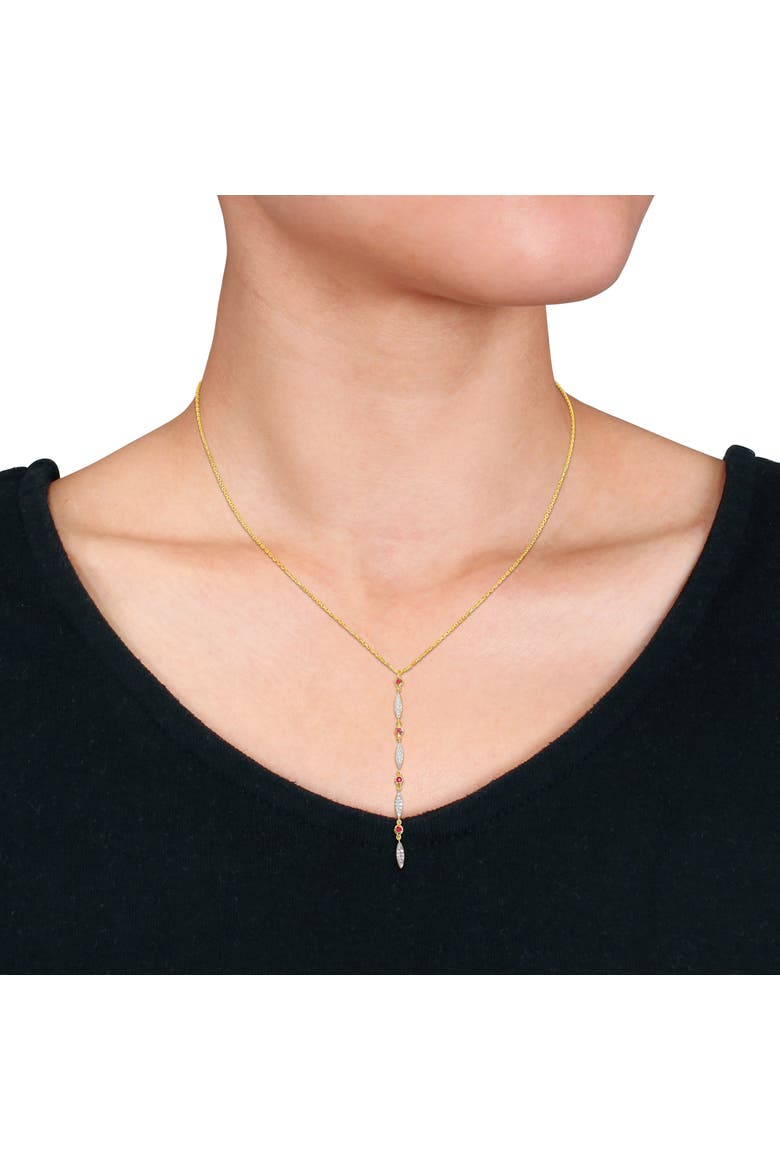Ruby & Diamond Lariat Necklace 10k, Alternate, color, Ruby