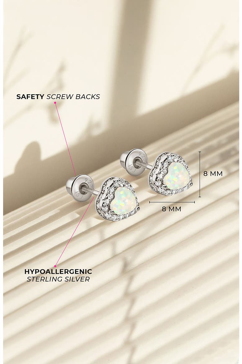 Opal Cubic Zirconia Heart Earrings, Alternate, color, Opal
