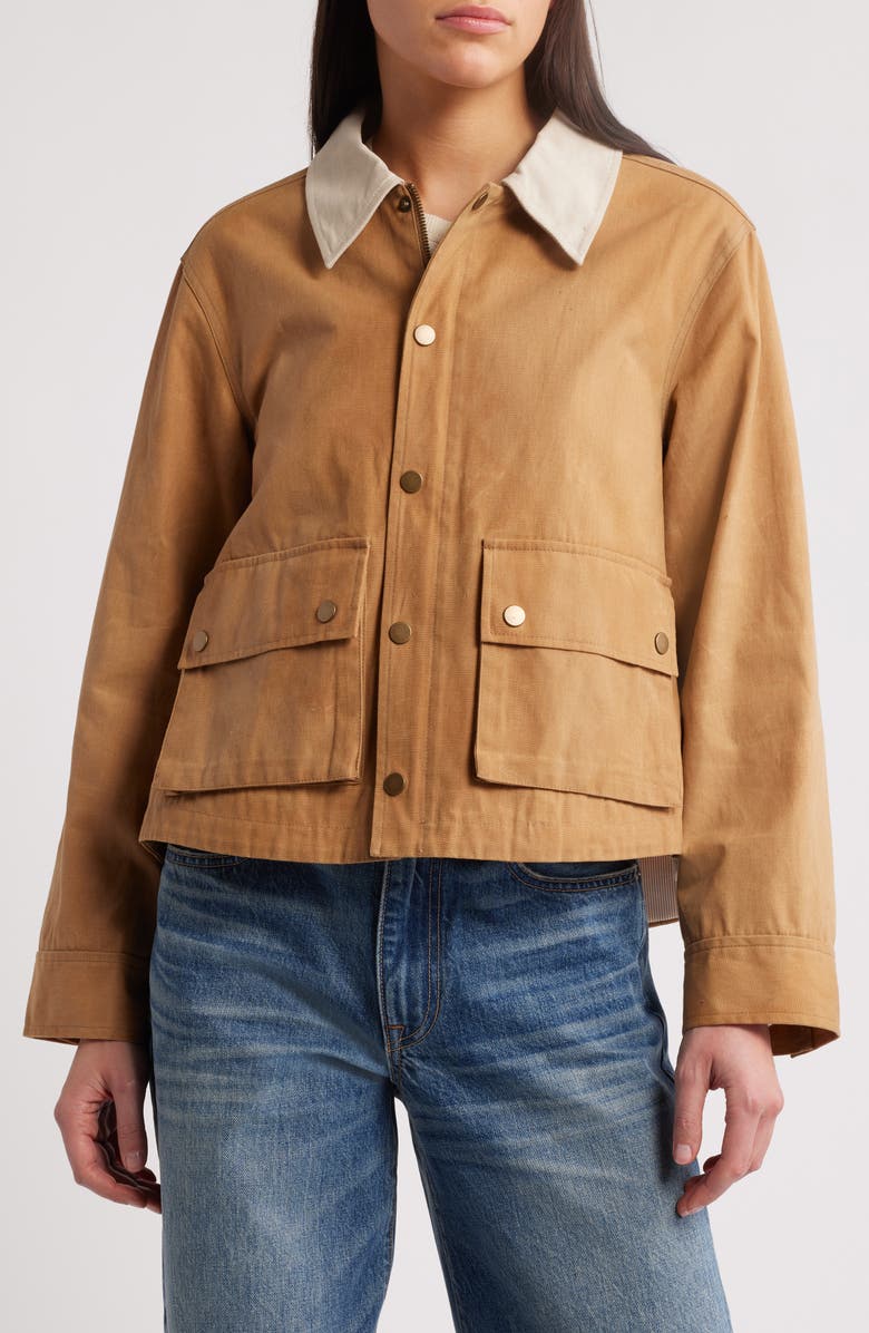 THE GREAT. The Waxed Swingy Cotton Canvas Jacket, Alternate, color, 