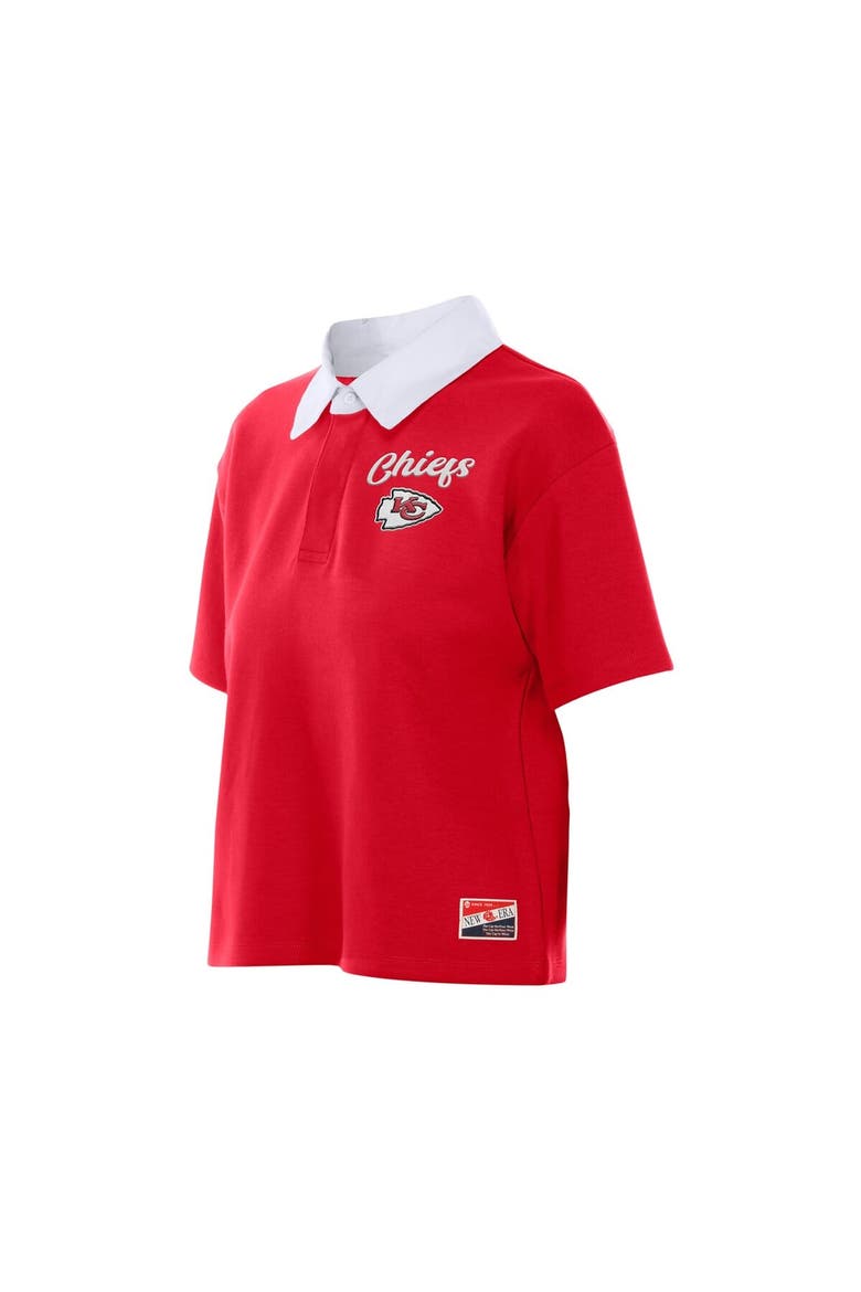 Women's New Era Red Kansas City Chiefs Throwback Boxy Cropped Polo, Alternate, color, Red
