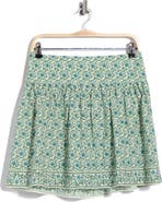 MAX STUDIO Sunflower Print Shirred Miniskirt