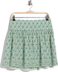 MAX STUDIO Sunflower Print Shirred Miniskirt