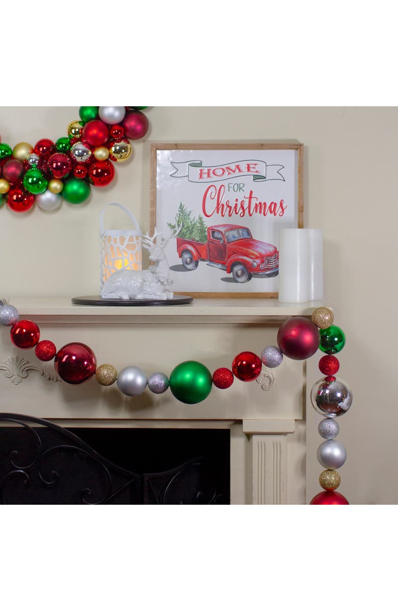 Northlight 3-Finish Shatterproof Ball Christmas Garland - 6' x 4" - Traditional Multi-Color - Unlit, Alternate, color, 