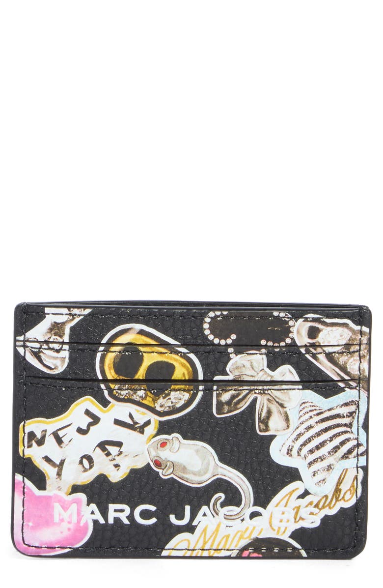 Marc Jacobs Sticker Bold Card Case, Main, color, Black Multi