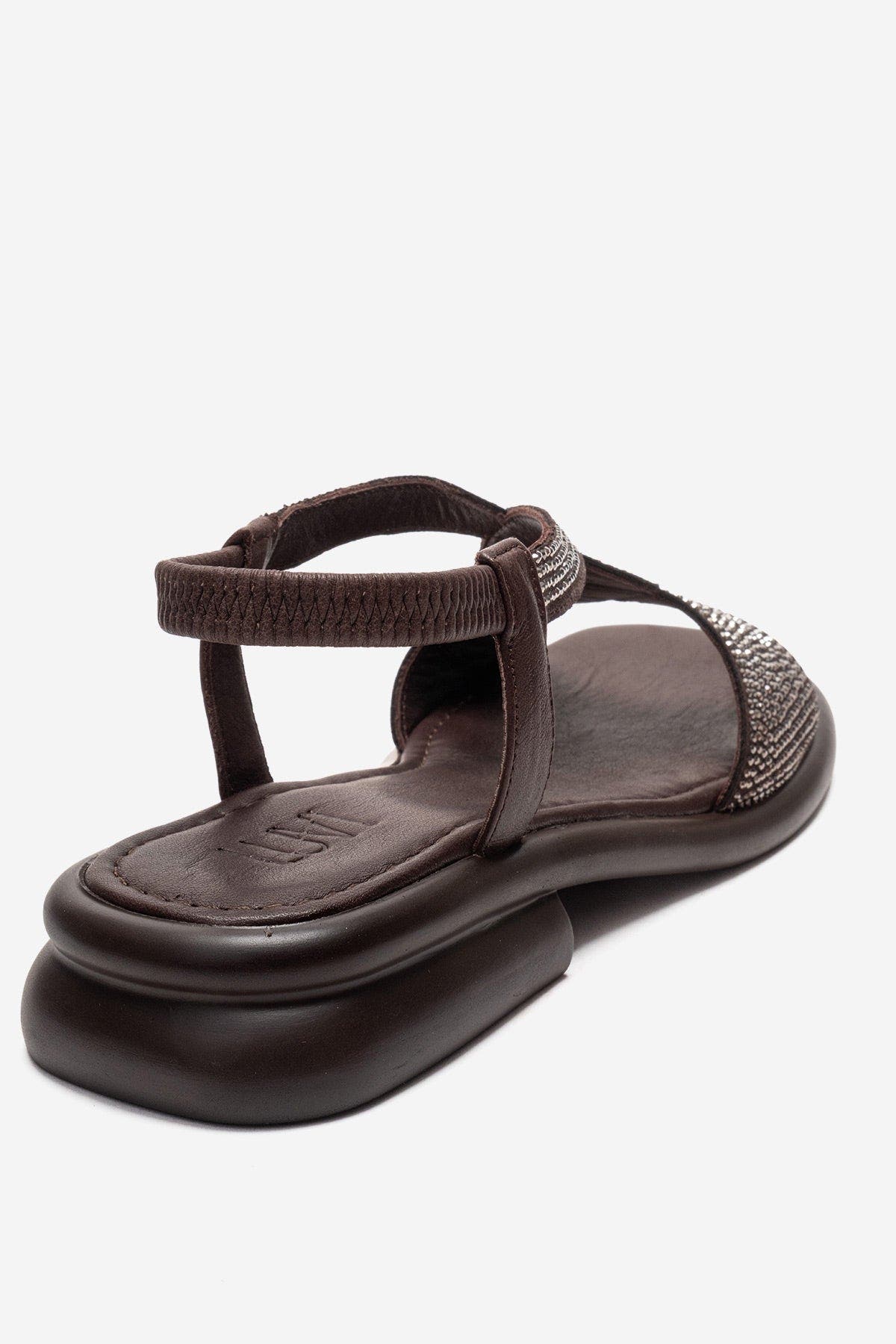 Sieglinde Embellished Leather Sandal, Alternate, color, Brown