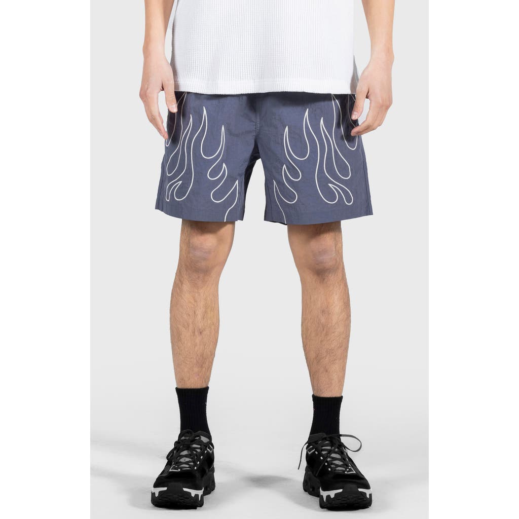 Pleasures Fiery Nylon Running Shorts In Grey