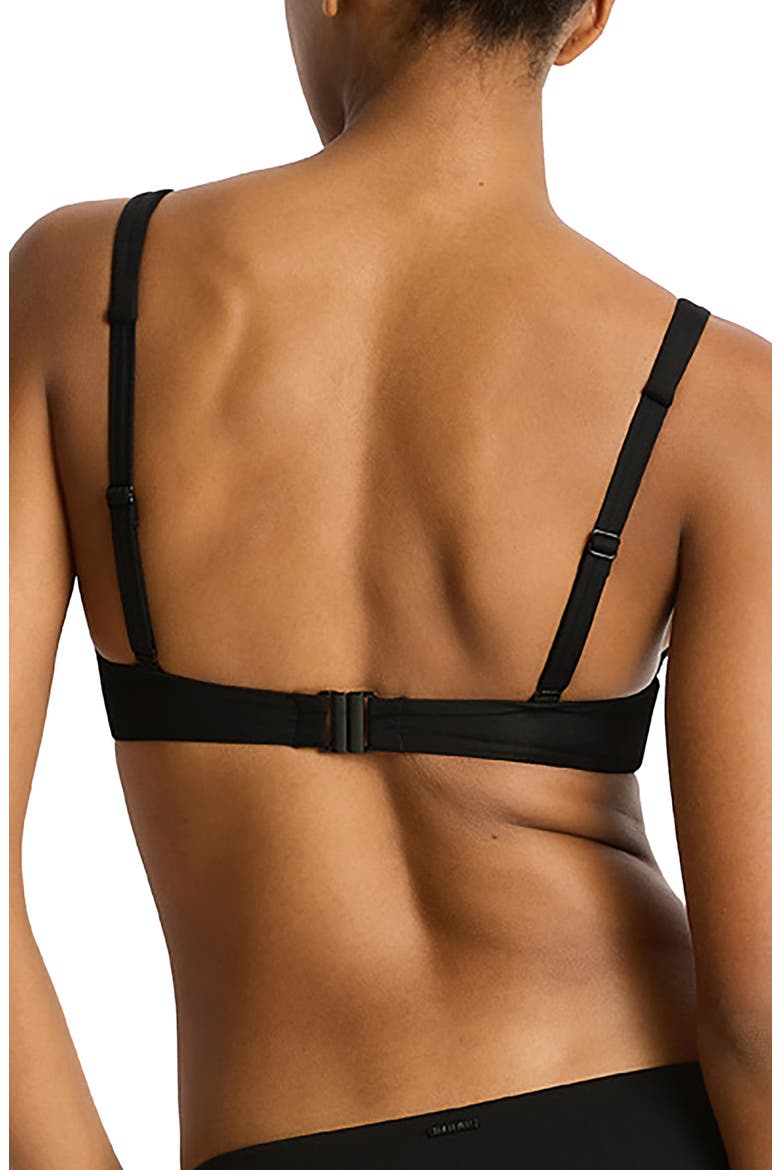 Essentials Longline Triangle Bikini Top, Alternate, color, BLACK