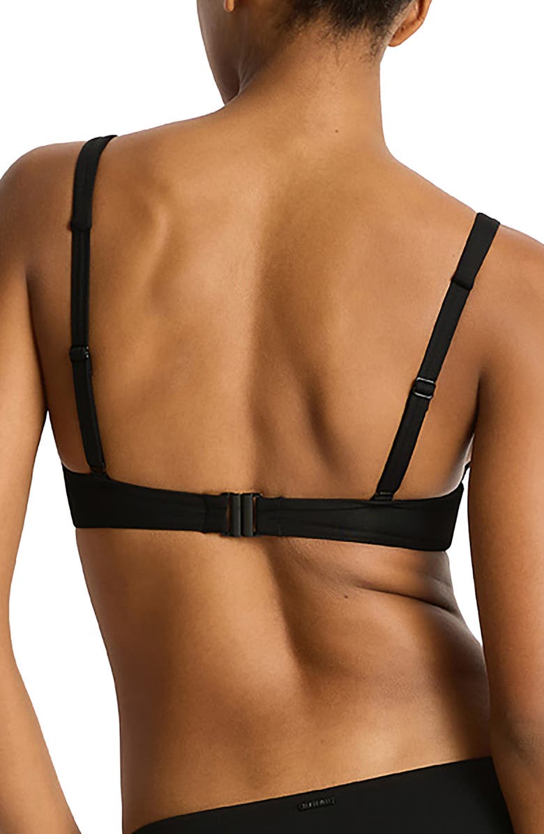 Sea Level Essentials Longline Triangle Bikini Top, Alternate, color, Black